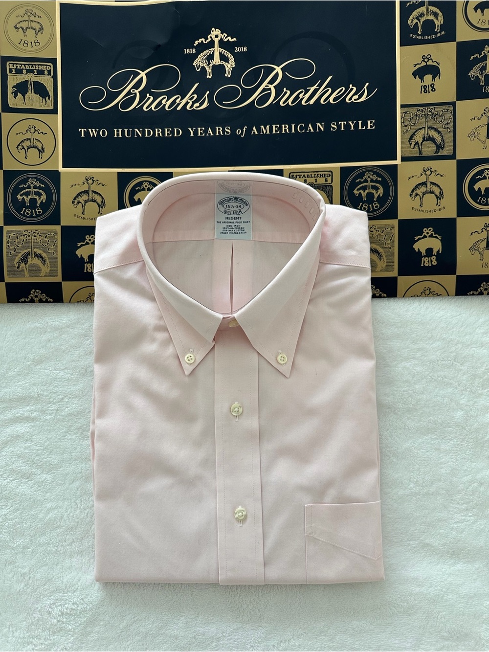 Brooks Brothers Pink Button-Down Dress Shirt Non-Iron 15.5-34